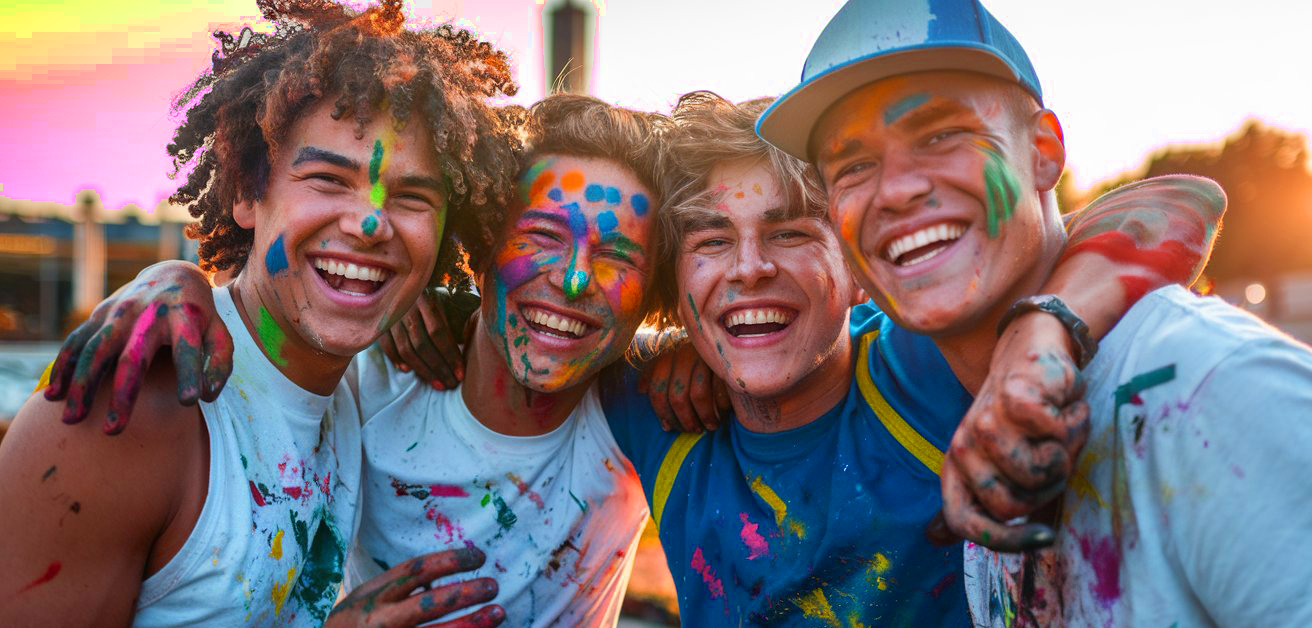 artist painting a murales of an artist painting